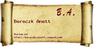 Bereczk Anett névjegykártya